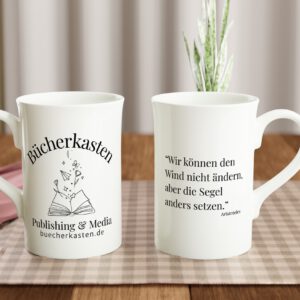 Porzellantasse „Segel setzen“ – mit Zitat von Aristoteles